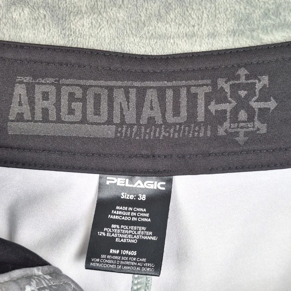 Pelagic Board Shorts Mens 38 Gray Camo Argonaut Fishing Swim Trunks Performance